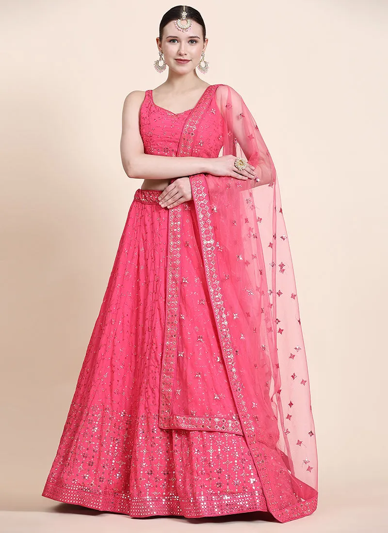 Pink Sequence Embroidery Designer Wedding Lehenga Choli