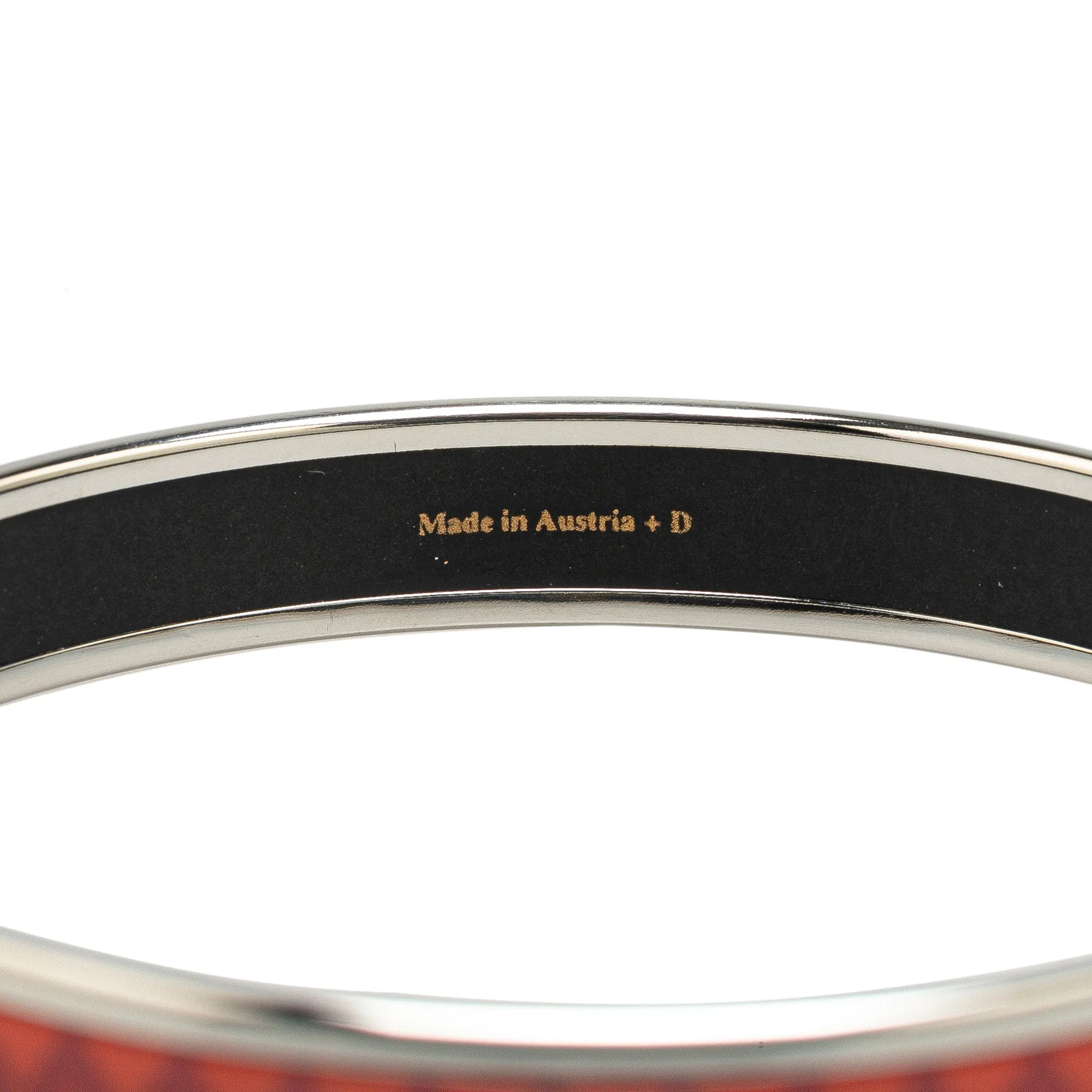 Red Hermès Narrow Printed Enamel Bangle 62 Costume Bracelet