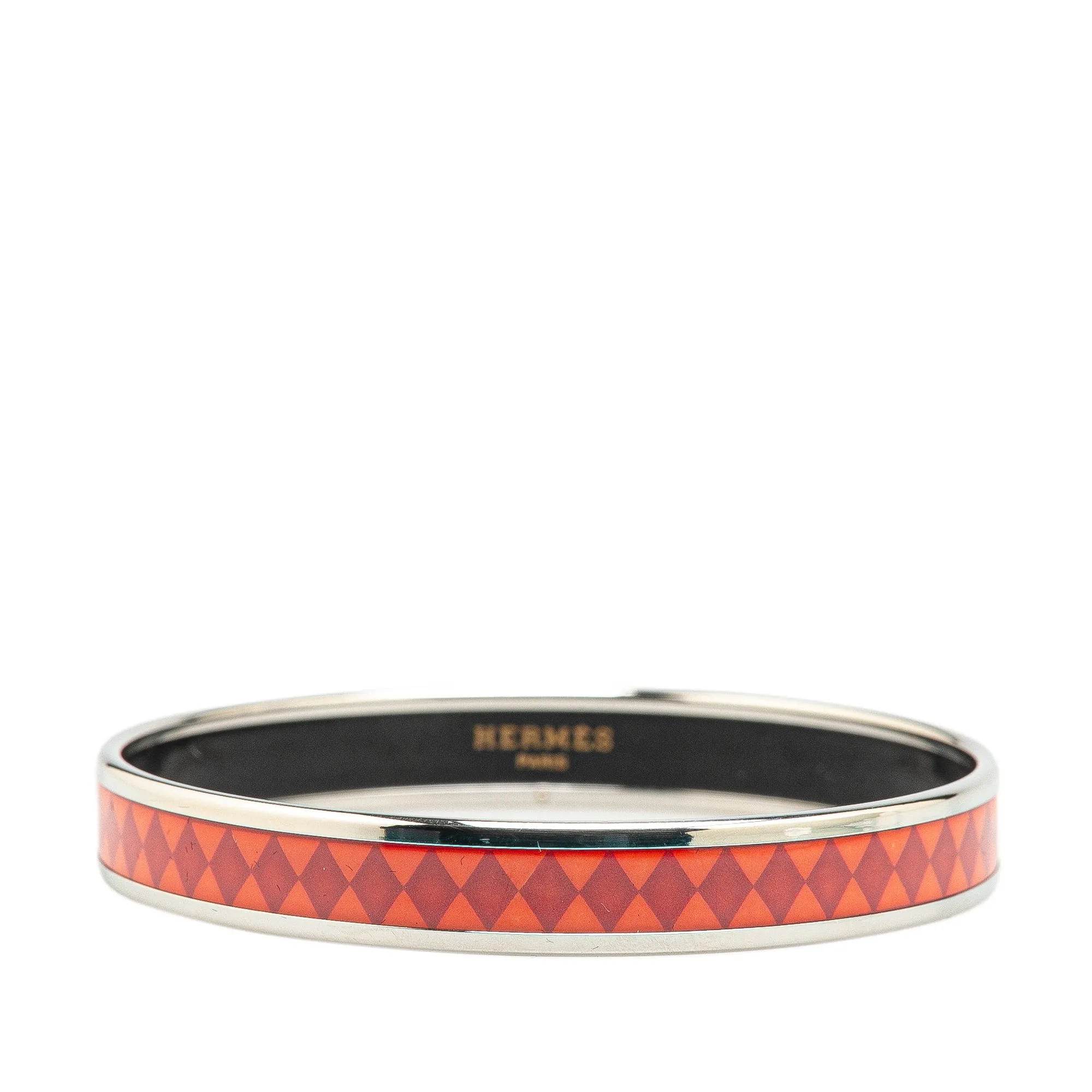 Red Hermès Narrow Printed Enamel Bangle 62 Costume Bracelet