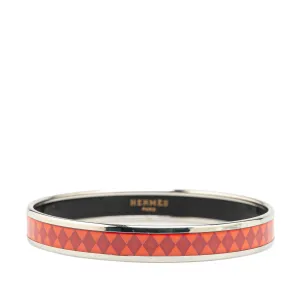 Red Hermès Narrow Printed Enamel Bangle 62 Costume Bracelet