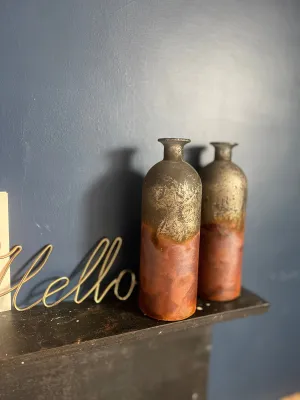 Rustic Bottle Vase Rust Copper Details