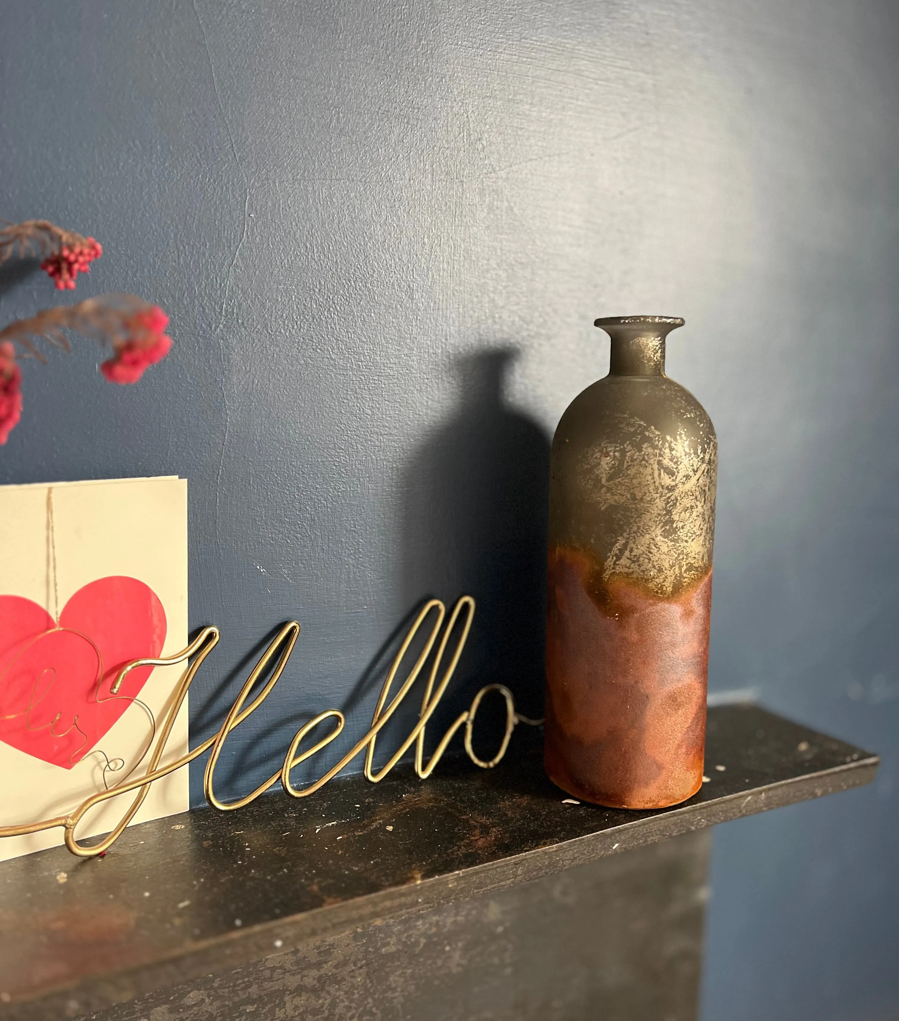 Rustic Bottle Vase Rust Copper Details