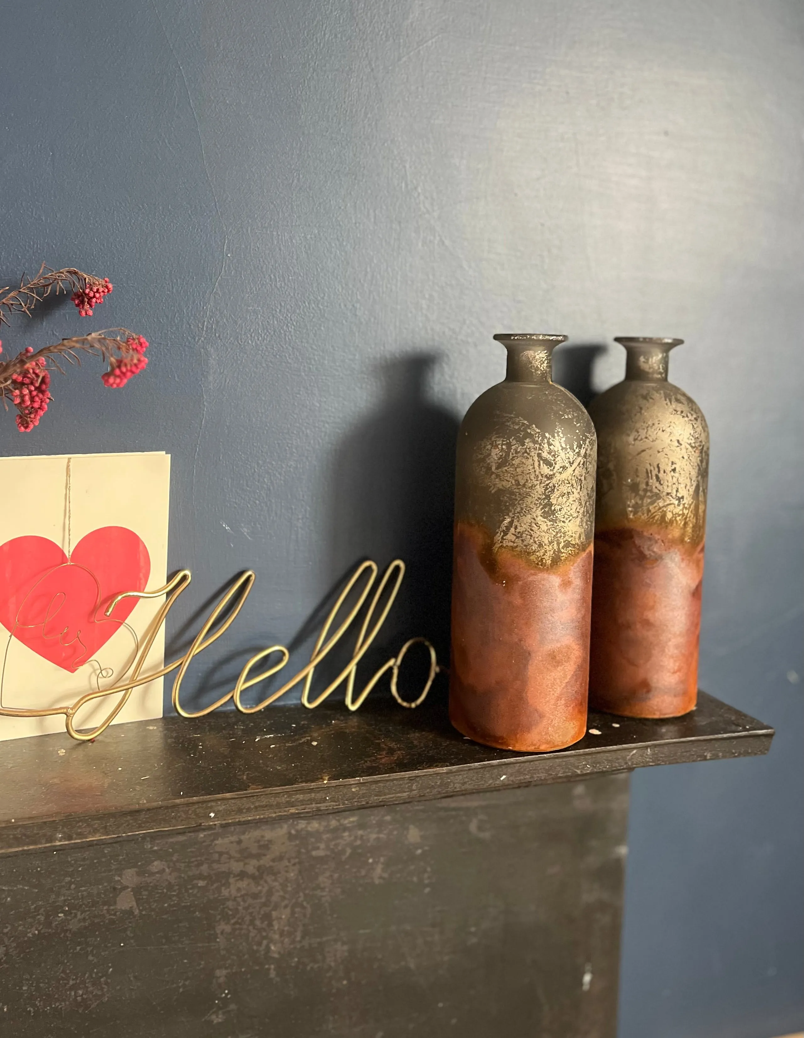 Rustic Bottle Vase Rust Copper Details