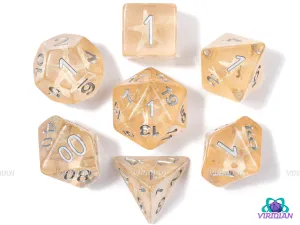 Sea Stars | Beige Starfish, Orange-Tan Translucent Layer, Glitter | Resin Dice Set (7)