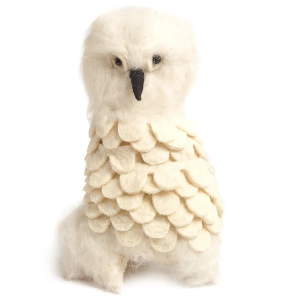 Snowy Owl Handmade Hand Felted Wool Christmas Tree Topper