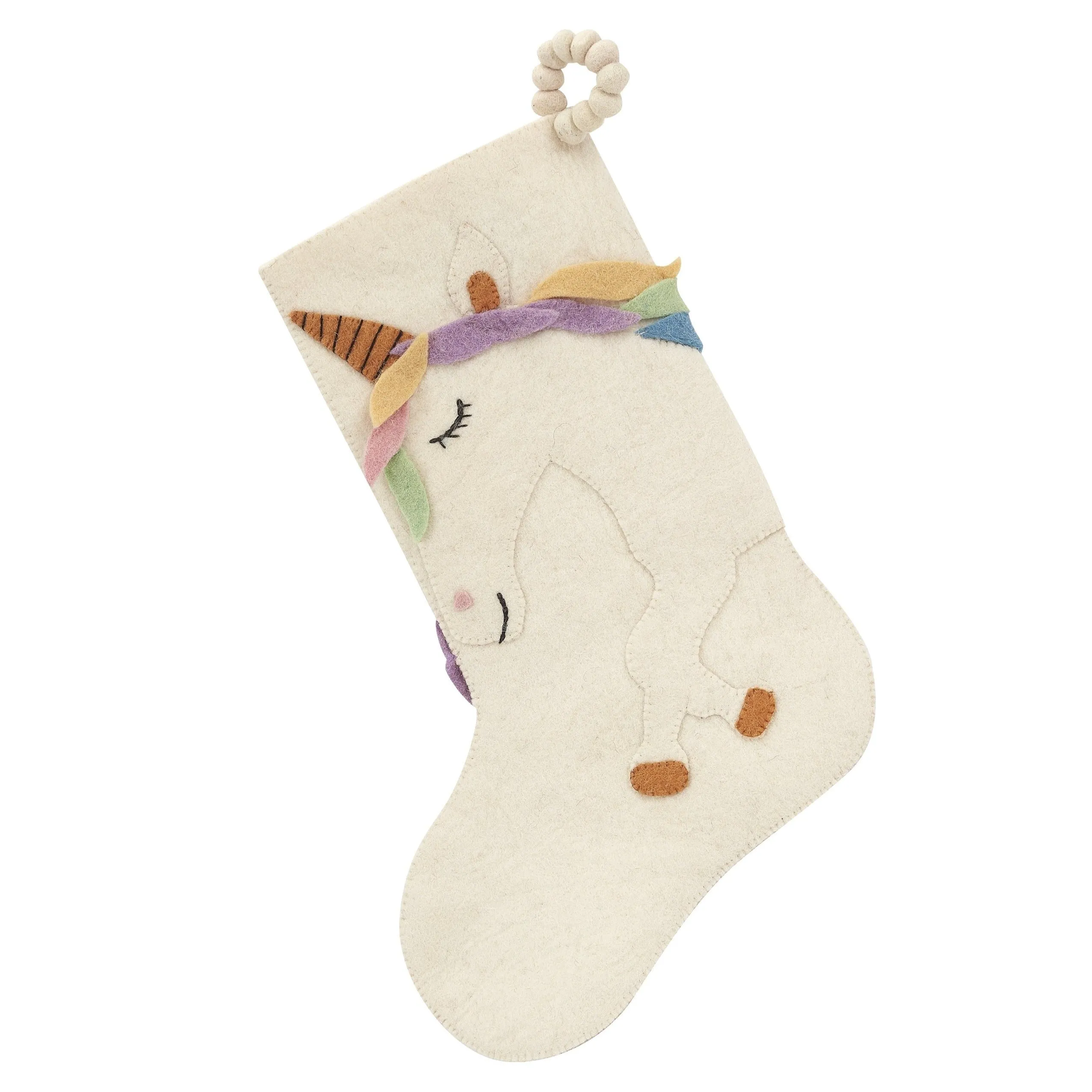 Unicorn Christmas Stocking in Hand Felted Wool, Handmade