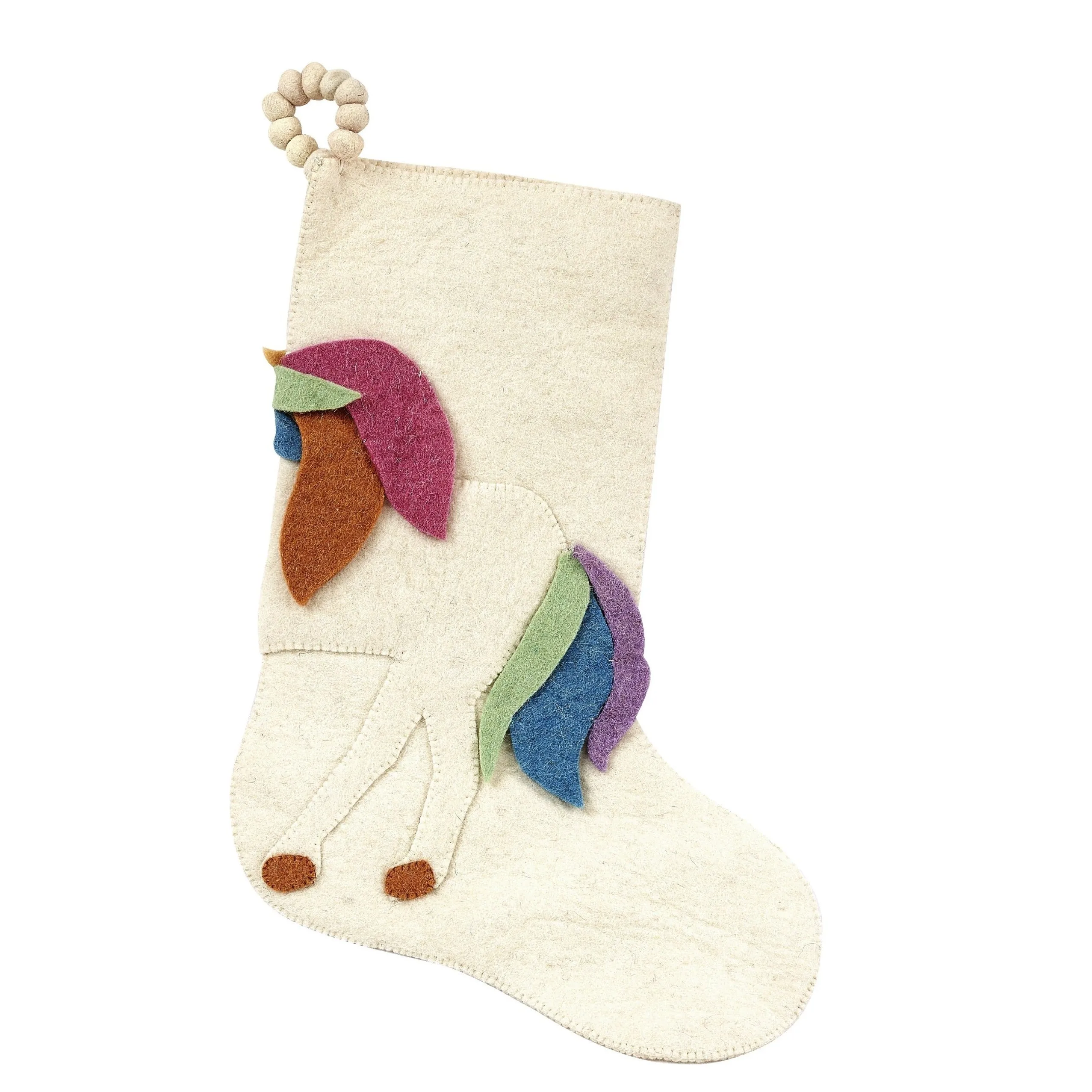 Unicorn Christmas Stocking in Hand Felted Wool, Handmade