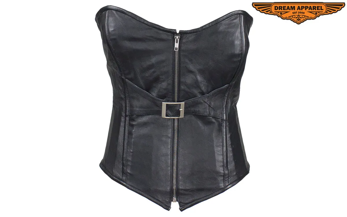 Women's Black Lambskin Leather Corset