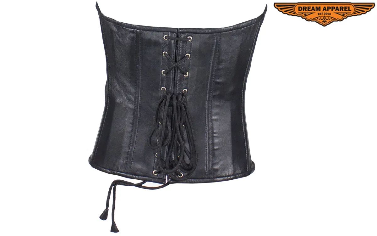 Women's Black Lambskin Leather Corset