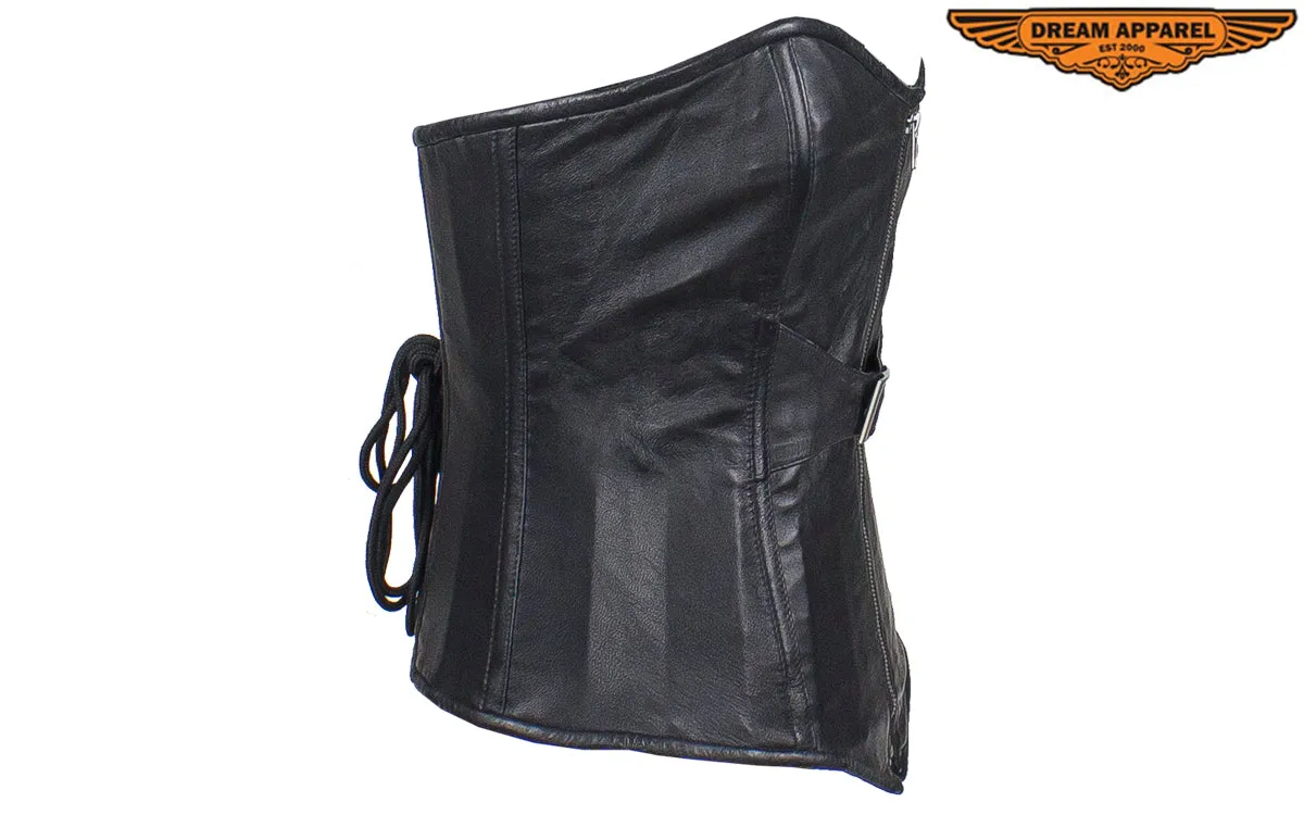 Women's Black Lambskin Leather Corset